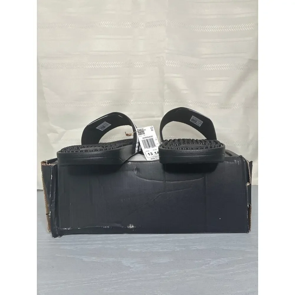 Adidas Adissage Massage Slide Sandals Black White Mens 13/Womens 14